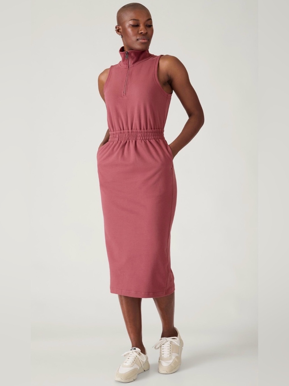 Athleta Sleeveless Midi Dress in Burgundy